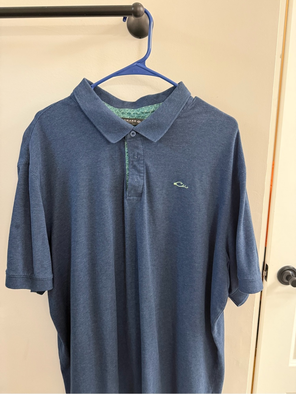 Drake Navy Polo with Green Accent